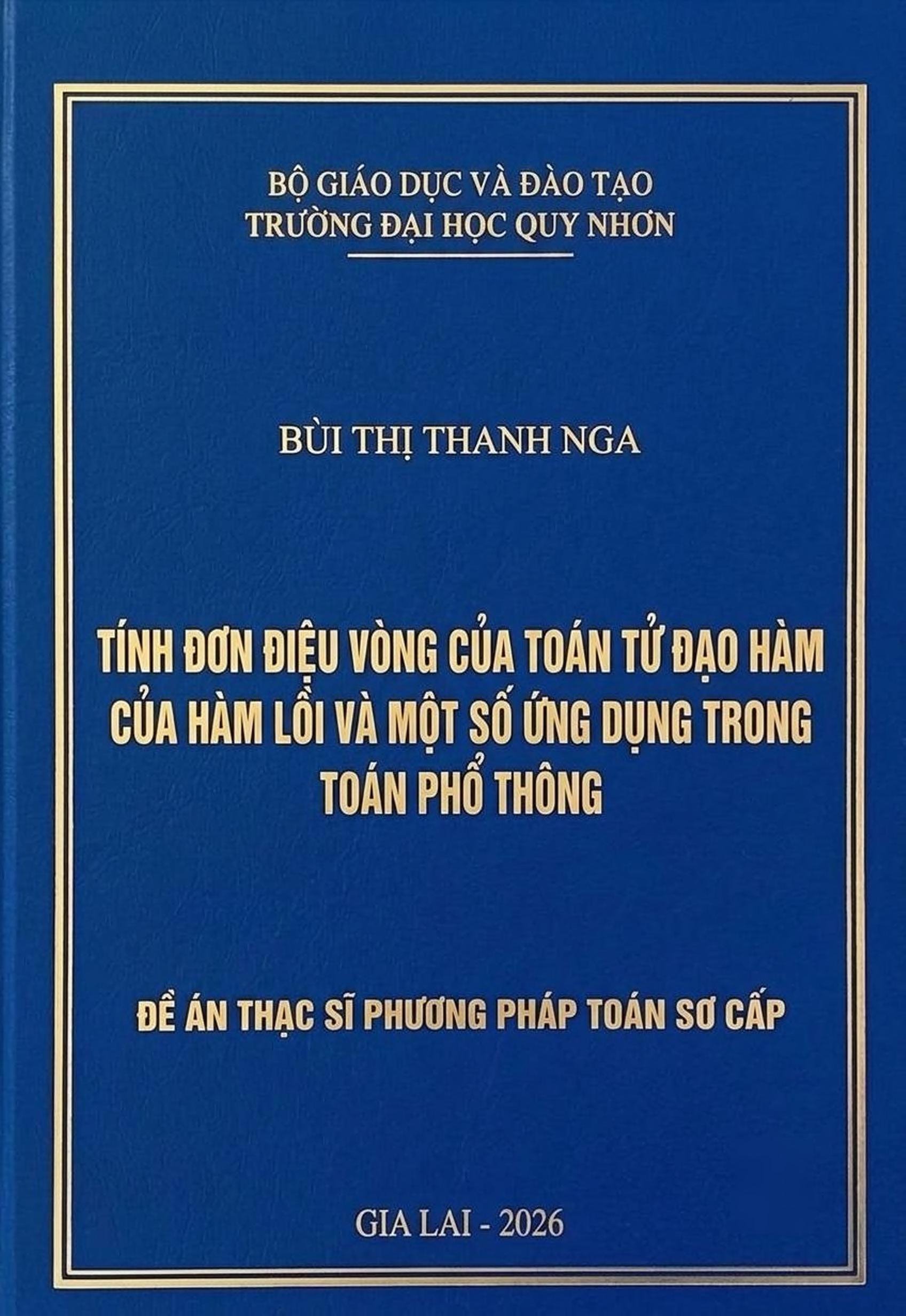 Tính đơn điệu vòng của toán tử đạo hàm của hàm lồi và một số ứng dụng trong toán phổ thông