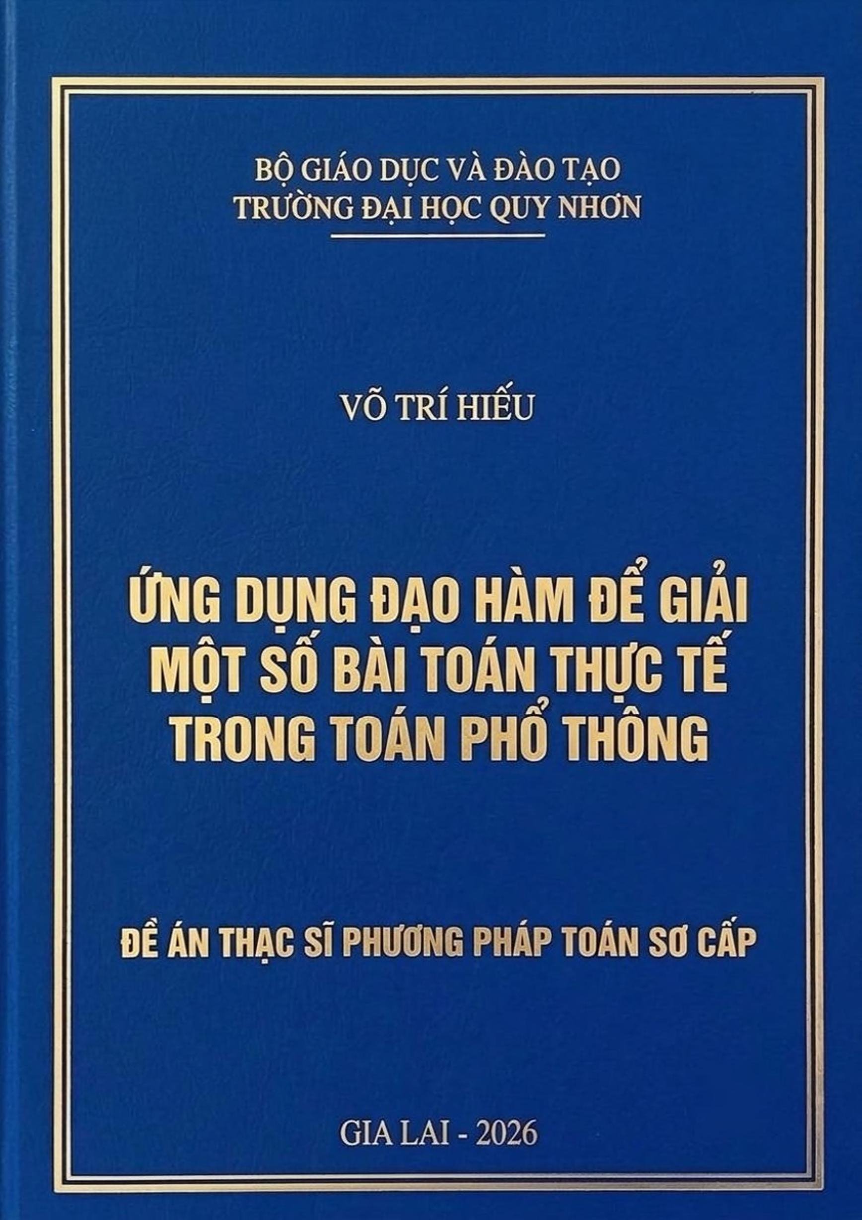Ứng dụng đạo hàm để giải một số bài toán thực tế trong toán phổ thông