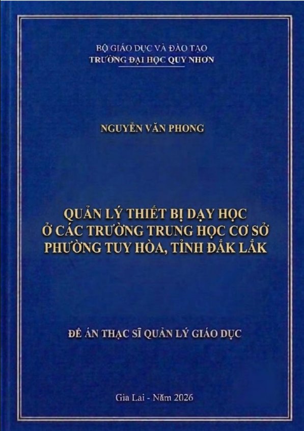 Quản lý thiết bị dạy học ở các trường trung học cơ sở phường Tuy Hòa, tỉnh Đắk Lắk