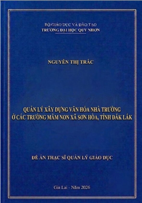 Quản lý xây dựng văn hóa nhà trường ở các trường mầm non xã Sơn Hòa, tỉnh Đắk Lắk