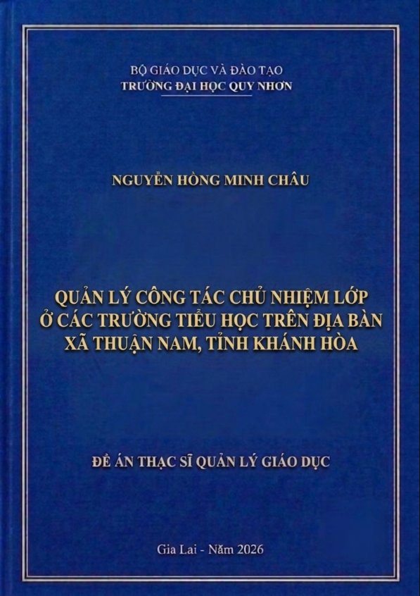 Quản lý công tác chủ nhiệm lớp ở các trường tiểu học trên địa bàn xã Thuận Nam, tỉnh Khánh Hòa