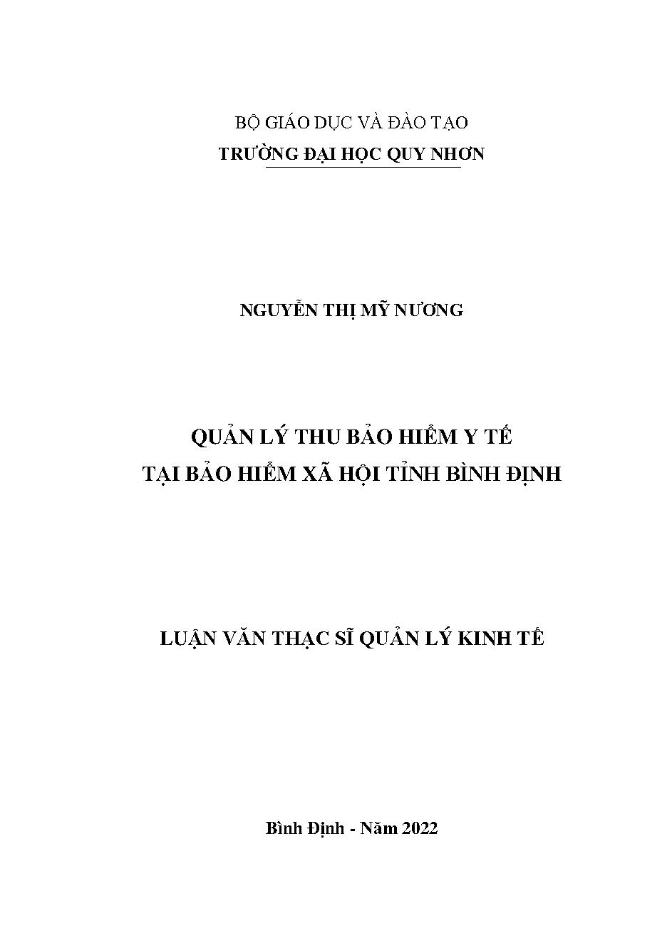 Quản lý thu bảo hiểm y tế tại bảo hiểm xã hội tỉnh Bình Định