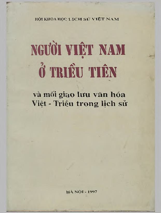 Người Việt Nam ở Triều Tiên và mối giao lưu văn hóa Việt - Triều trong lịch sử